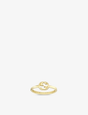 Gucci 18kt Yellow Gold Interlocking G Ring In Gold
