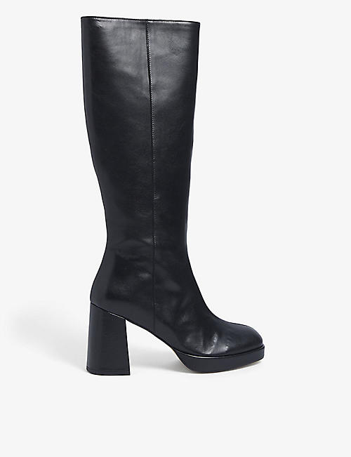 MUSIER PARIS: Knee-length block-heel leather boots