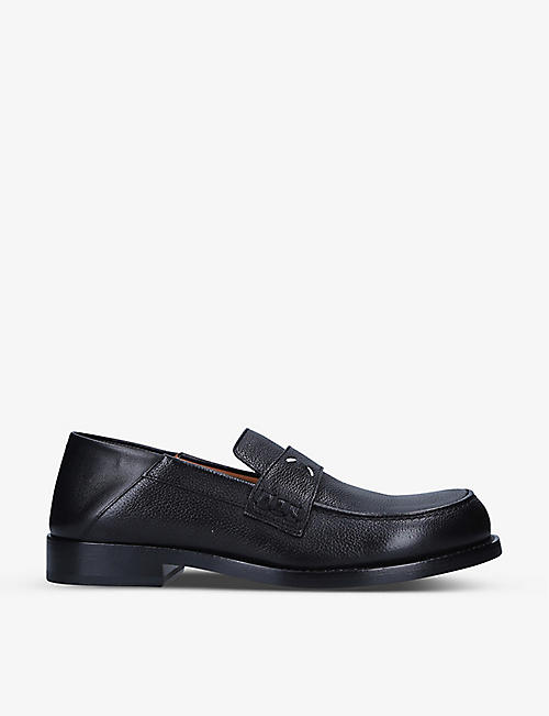 MAISON MARGIELA: Stitch-detail square-toe grained-leather loafers