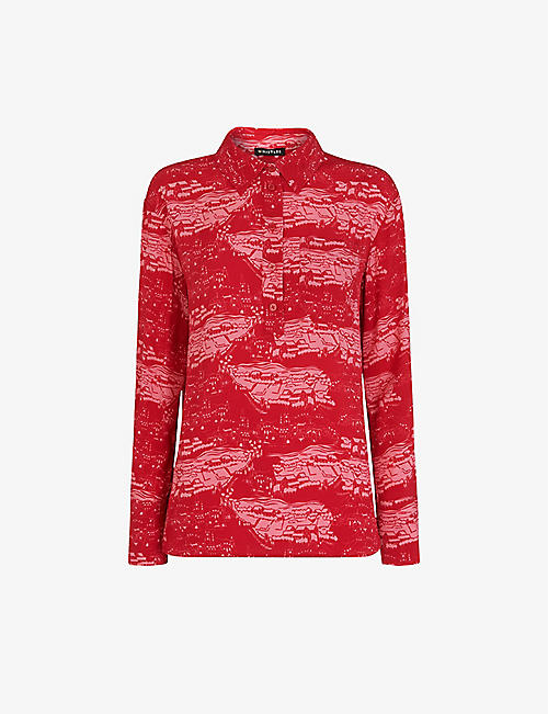 WHISTLES: Field-print relaxed-fit woven shirt