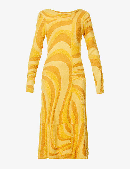 HOUSE OF SUNNY: Hockney abstract-pattern stretch-knit midi dress