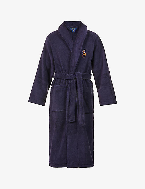 POLO RALPH LAUREN: Brand-embroidered cotton-towelling bathing robe