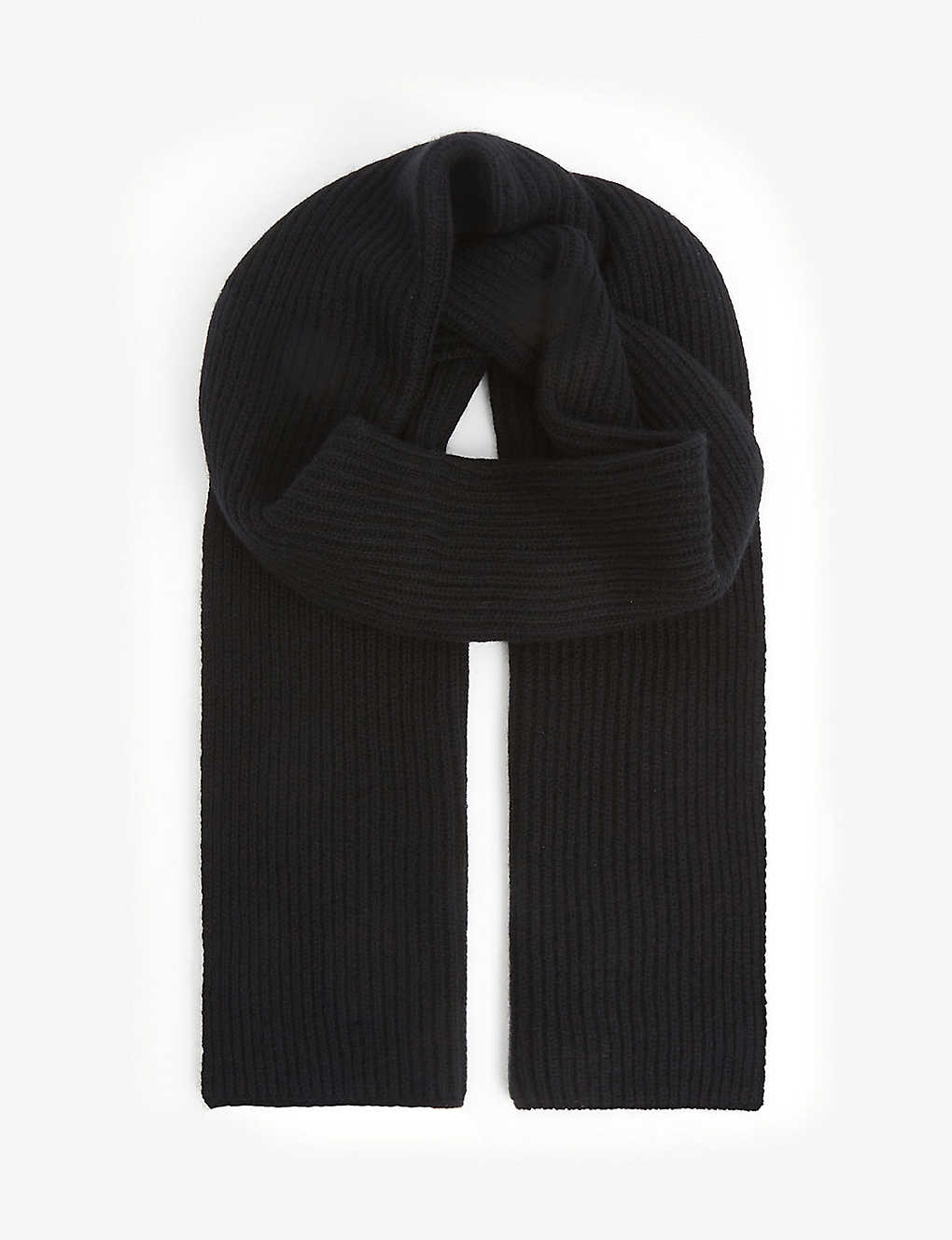 Johnstons Ribbed Cashmere Scarf In Black