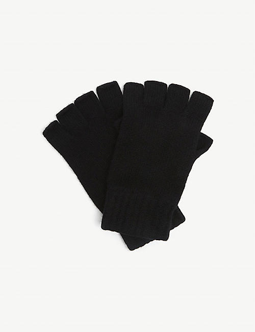 JOHNSTONS: Ribbed fingerless cashmere gloves