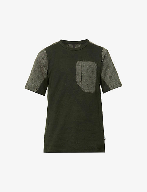 BYBORRE: Contrast-trim graphic-print cotton-jersey T-shirt