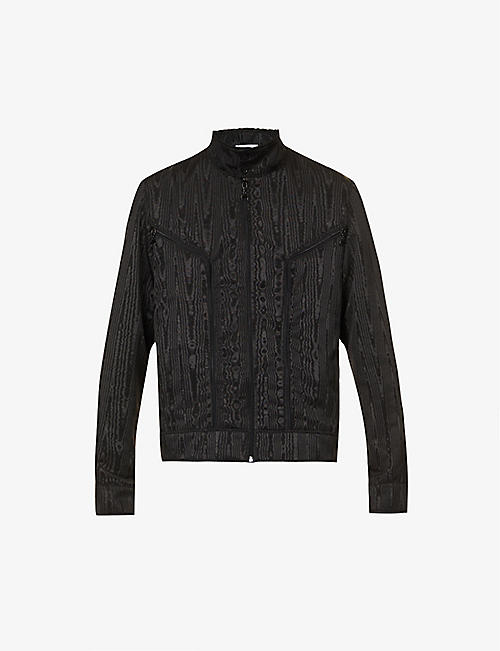 MARINE SERRE: Moiré-pattern high-neck recycled polyester-blend jacket