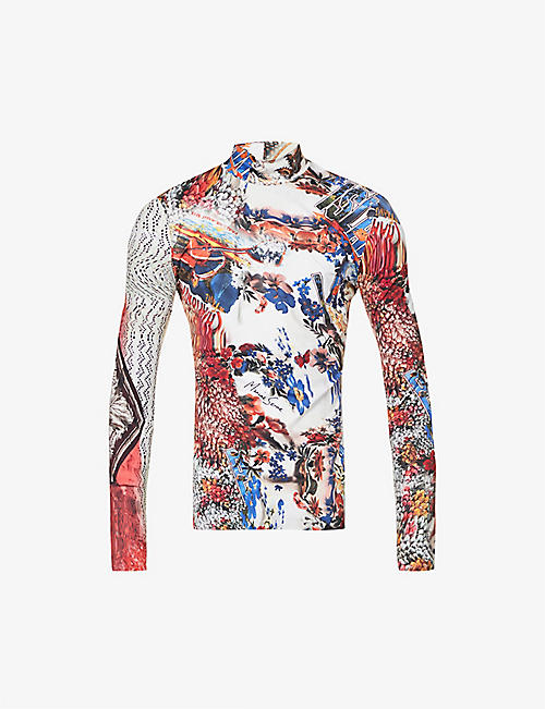 MARINE SERRE: Archive floral-print stretch-recycled-polyamide top