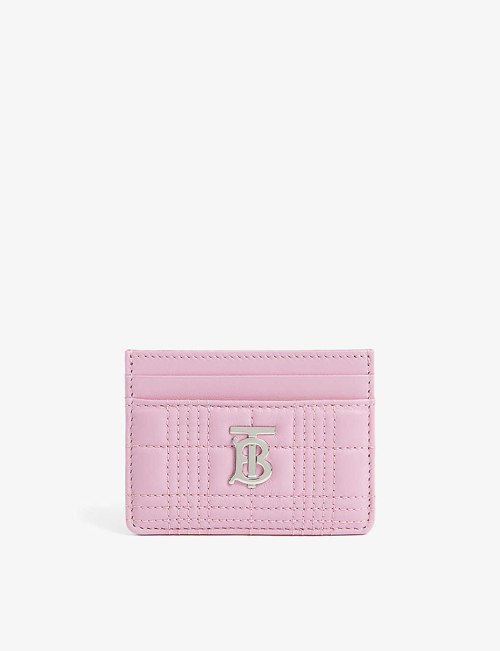 Lola Quilted Leather Card Holder In Primrose Pink