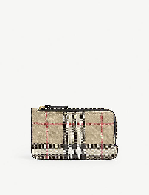 BURBERRY: Somerset cotton-canvas and leather card holder