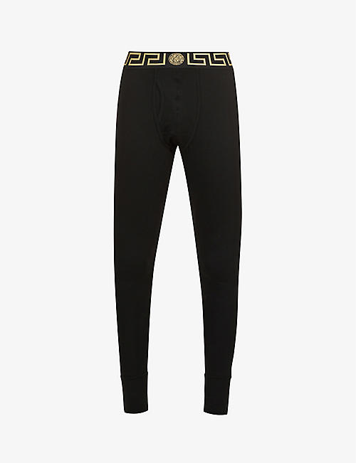 VERSACE: Baroque-print fitted stretch-cotton leggings