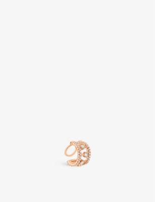 Shop De Beers Dewdrop 18ct Rose-gold And 0.68ct Brilliant-cut Diamond Single Cuff Earring In Rose Gold