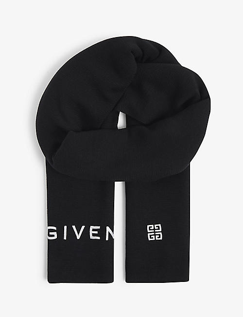 GIVENCHY: Logo-embroidered wool scarf
