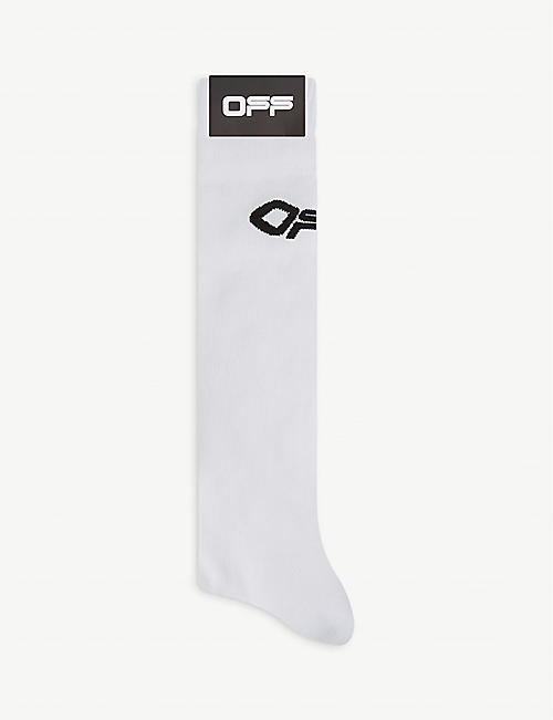 OFF-WHITE C/O VIRGIL ABLOH: Logo-embroidered cotton knee-high socks