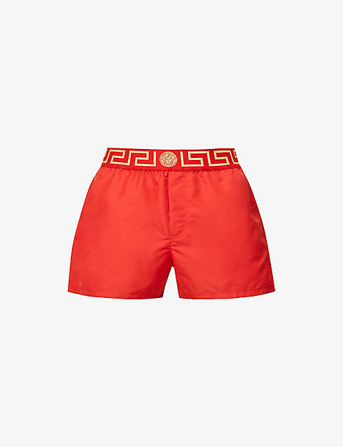VERSACE: Baroque-print relaxed-fit swim shorts
