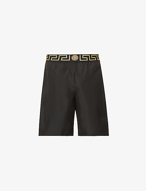 VERSACE: Baroque-print relaxed-fit swim shorts