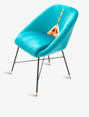 Shop Seletti Wears Toiletpaper Drill-print Velvet Chair 50cm X 60cm