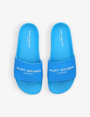 Shop Kurt Geiger London Women's Blue Kgl Brand-embossed Shell Pool Sliders