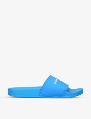 Kurt Geiger Kgl Brand-embossed Shell Pool Sliders In Blue