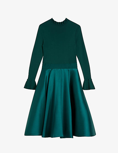 TED BAKER: Zadi frill-detail full-skirt woven dress