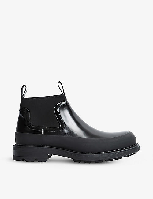 REISS: Albion neoprene-panelled leather Chelsea boots