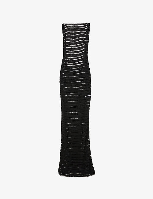 AYA MUSE: Udine scoop-back crocheted woven maxi dress