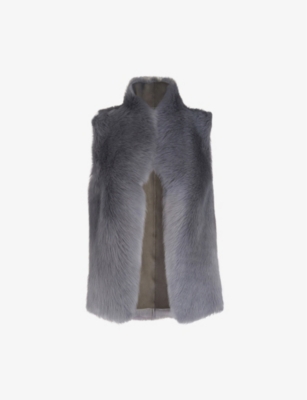 Whistles Womens Grey Toscana Sheepskin Shearling Gilet S