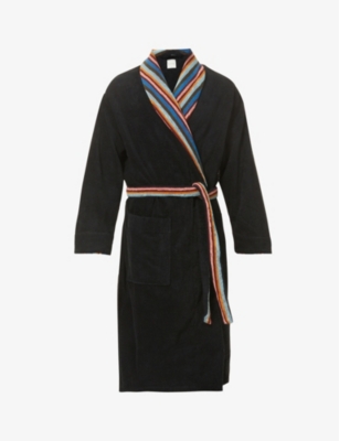 PAUL SMITH Stripe lapels cotton towelling dressing gown