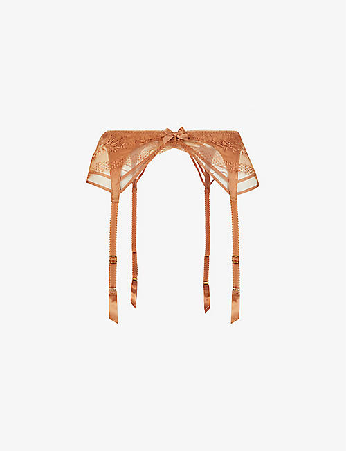 AGENT PROVOCATEUR: Tanya stretch-silk and lace suspender belt