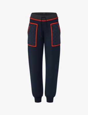 Contrast-trim relaxed-fit stretch-woven jogging bottoms(9412456)