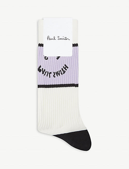 PAUL SMITH: Happy face-pattern stretch cotton-blend socks