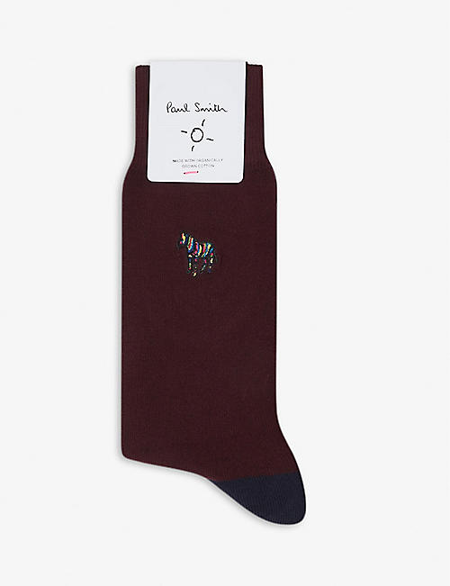 PAUL SMITH: Embroidered-zebra wool-blend socks