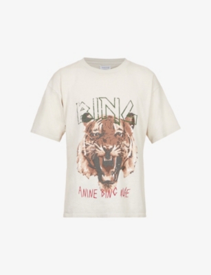 ANINE BING - Tiger graphic-print organic-cotton T-shirt | Selfridges.com