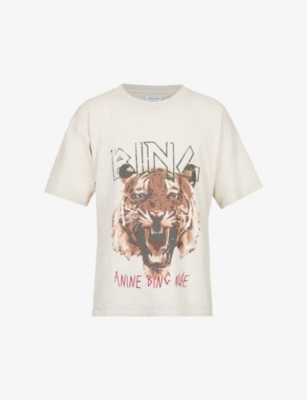 ANINE BING Tiger graphic print organic cotton T shirt