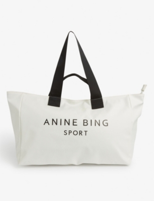 ANINE BING Alex logo print cotton blend tote bag Selfridges