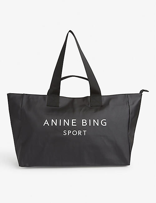 ANINE BING: Alex logo-print cotton-blend tote bag