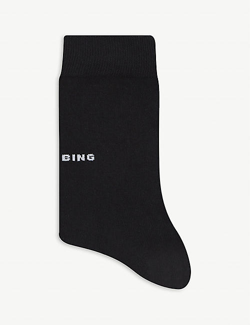ANINE BING: Pack of three brand-print cotton-blend socks