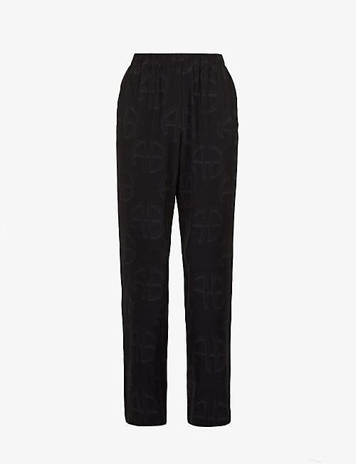 ANINE BING: Owen slim-fit high-rise woven trousers