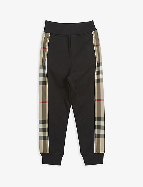 BURBERRY: Graham mid-rise cotton jogging bottoms 4-14 years