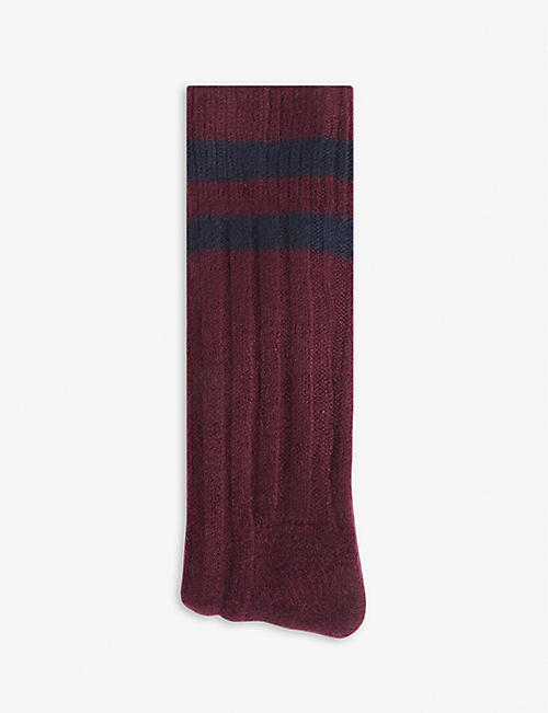 LES TIEN: Ribbed striped cashmere socks