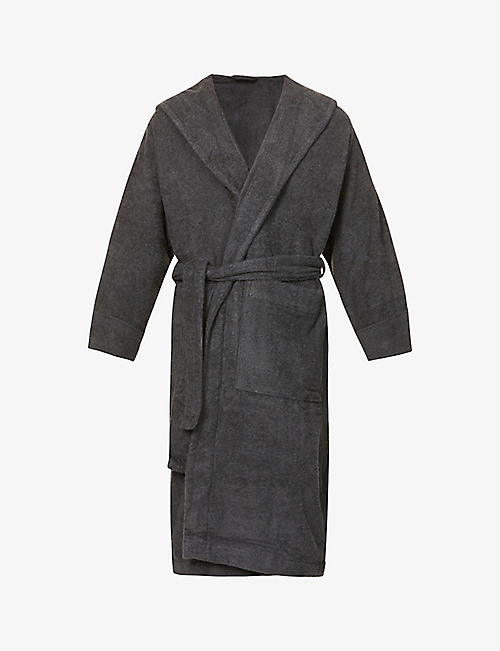 TEKLA: Classic brand-patch organic-cotton hooded bathrobe