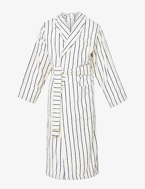 TEKLA: Classic striped organic-cotton bathrobe