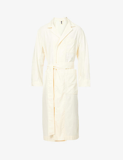 TEKLA: Notch-lapel self-tie organic-cotton flannel dressing gown