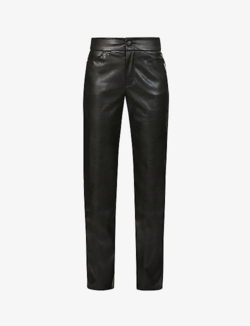 SUNDARBAY: Wide-leg high-rise faux-leather trousers