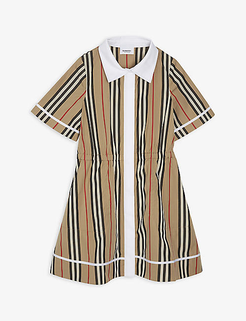 BURBERRY: Alexandra stripe-print stretch-cotton mini dress 3-14 years