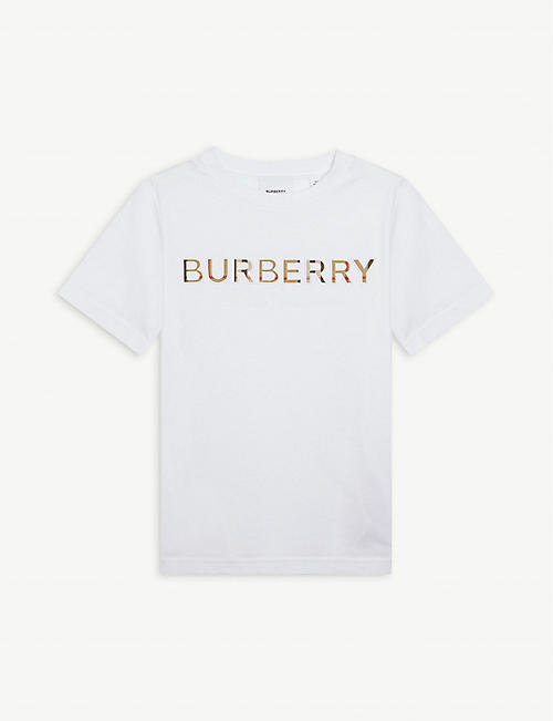 BURBERRY: Eugene logo-embroidered cotton T-shirt 3-14 years