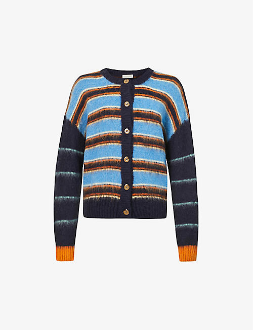 STINE GOYA: Ash striped knitted cardigan