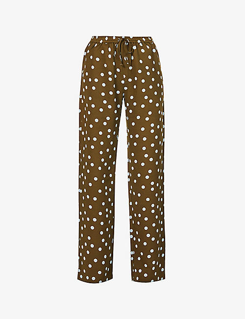 STINE GOYA: Gulcan wide-leg mid-rise recycled polyester-blend trousers