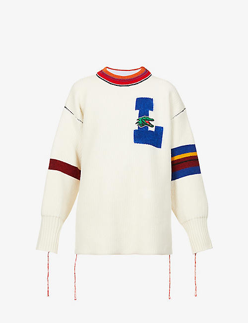 LACOSTE: Oversized embroidered wool-blend jumper