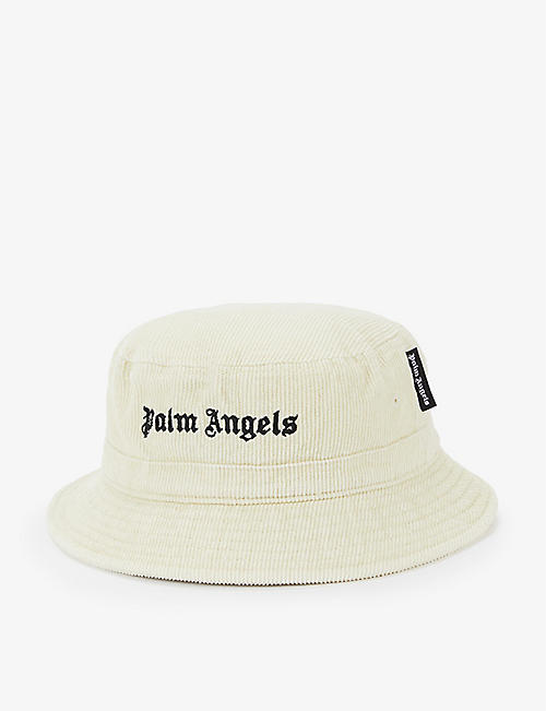 PALM ANGELS: Logo-embroidered corduroy bucket hat