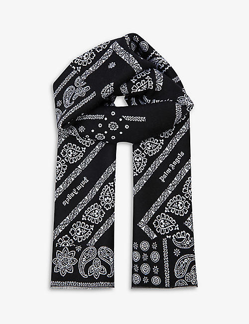 PALM ANGELS: Bandana-print wool-cotton blend scarf